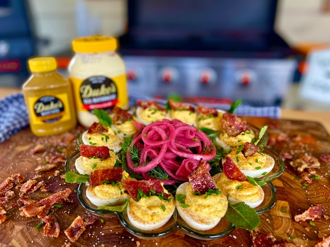 Image of Deviled Eggs with Candied Bacon