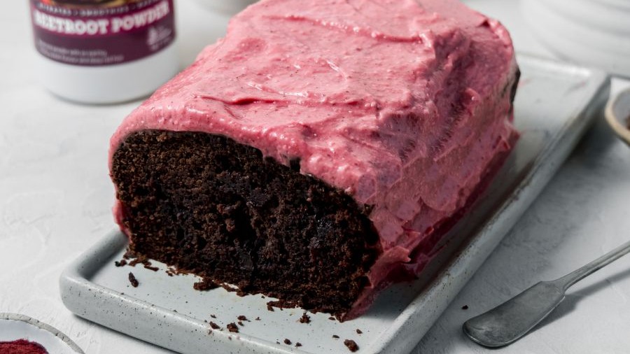 Image of Cacao Loaf with Beetroot Icing 