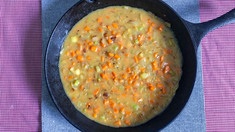 Image of Start by adding 1 cup of chicken broth and flour mix to the skillet. Combine well and then add the rest of the broth mixture. Cook on medium heat until the mixture thickens (about 3-5 minutes). Remove the skillet from...
