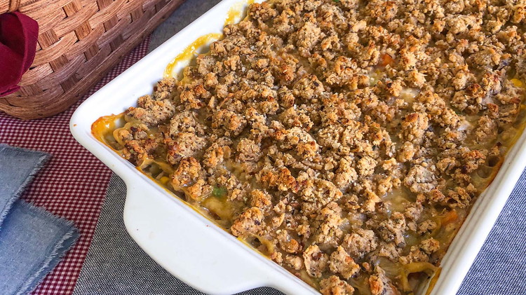 Image of Bake at 400° for 25-30 minutes or until bubbly and the topping is golden brown.