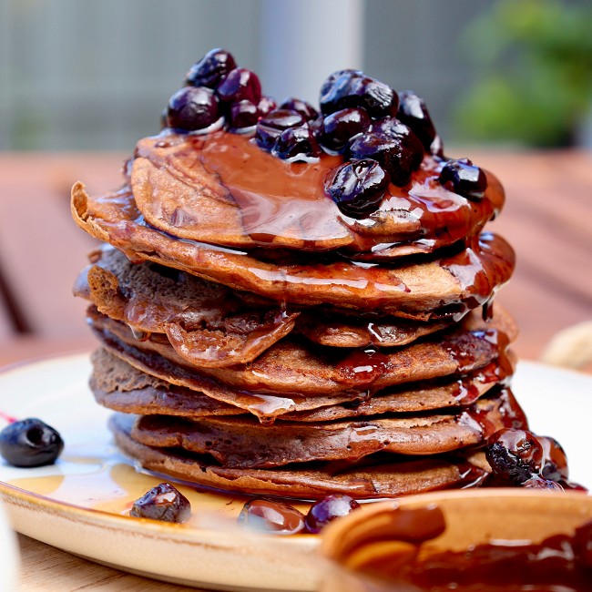 Image of Chocolate Blueberry Bliss Protein Pancakes