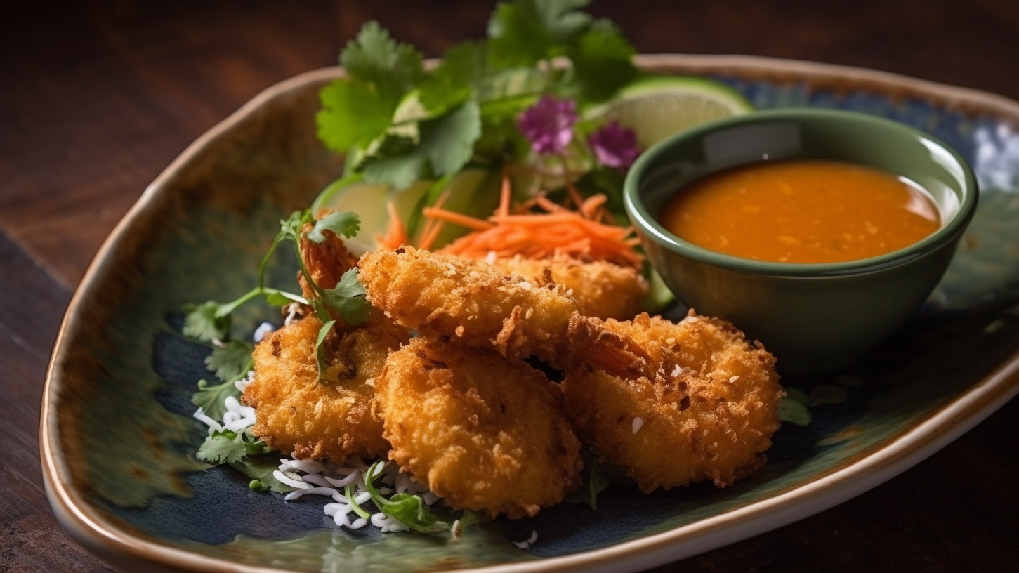 Image of Grilled Coconut Curry Shrimp with Apricot Dipping Sauce