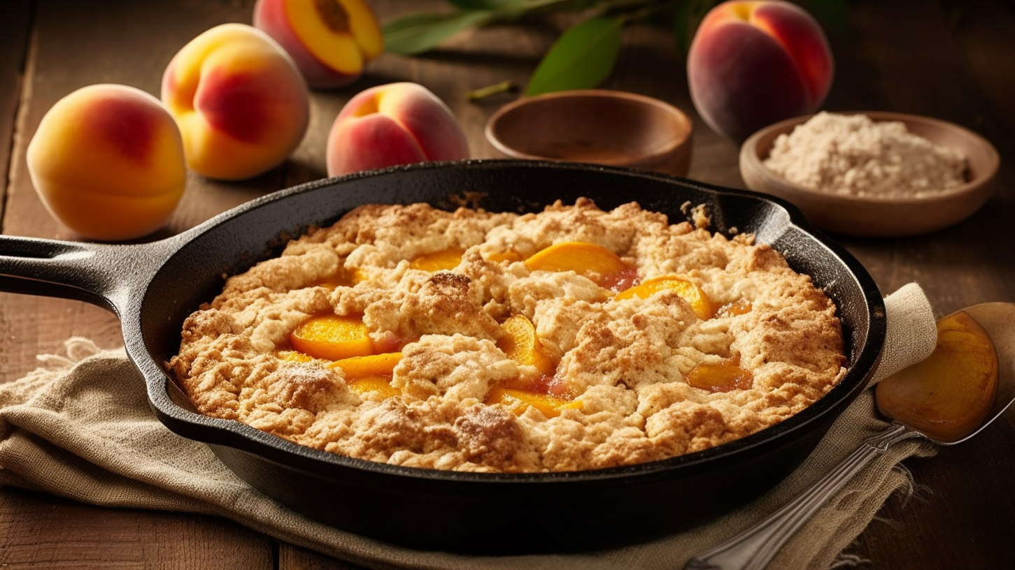 Image of Crustless Crumbled Peach Cobbler