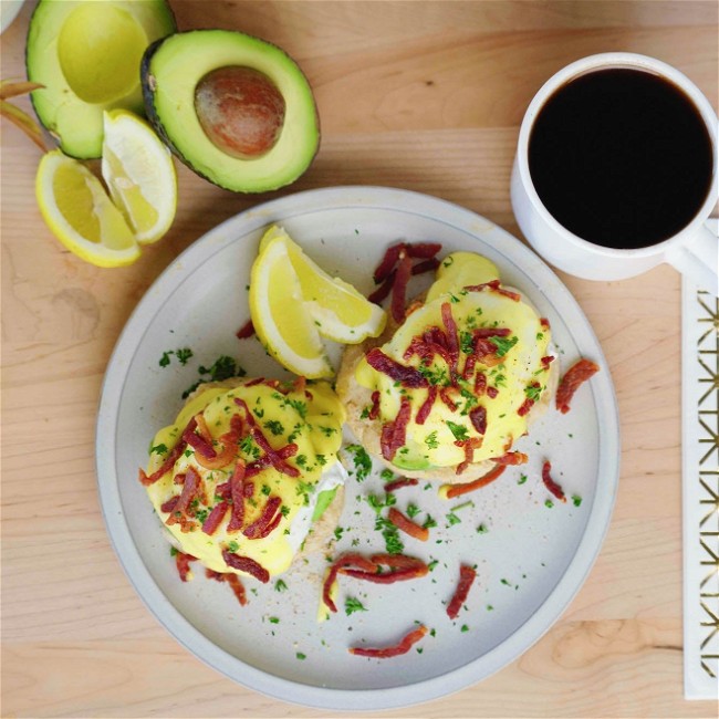 Image of Eggs Bennie on Handmade Sourdough English Muffins