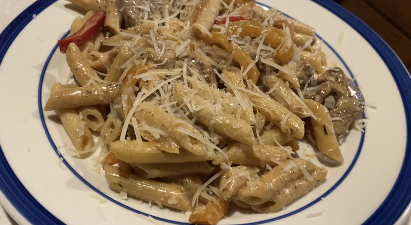 Jerk Chicken and Pasta in a Spicy Cream Sauce