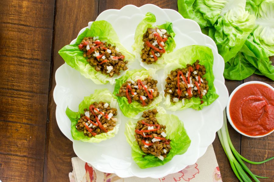 Asian Lentil Lettuce Wraps