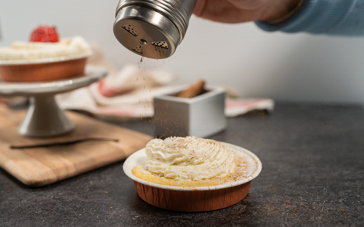 Image of Slice strawberries and place on top with a sprinkling of cinnamon.