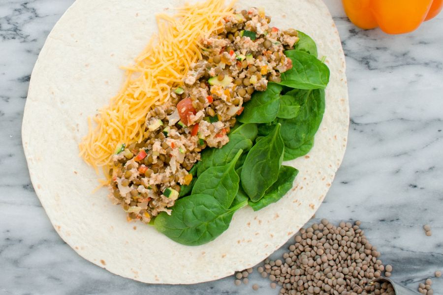 Easy Breakfast Burritos with Lentils