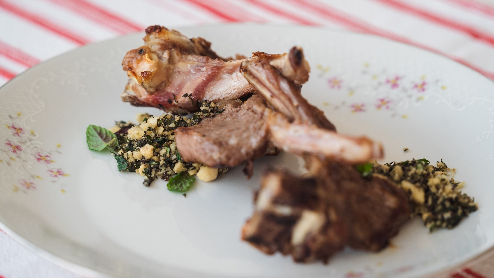 Image of Grilled Lamb Chops with Mint Pesto