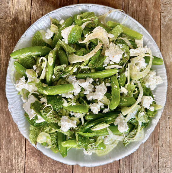 Image of Snow Pea and Mint Salad with Feta and Fennel