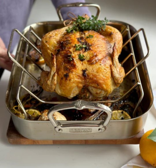 Image of Lemon Herbed Roast Chicken with Garlic and Spring Onions