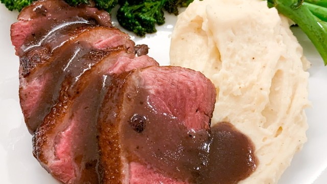 Image of Pan seared duck breast with berry sauce