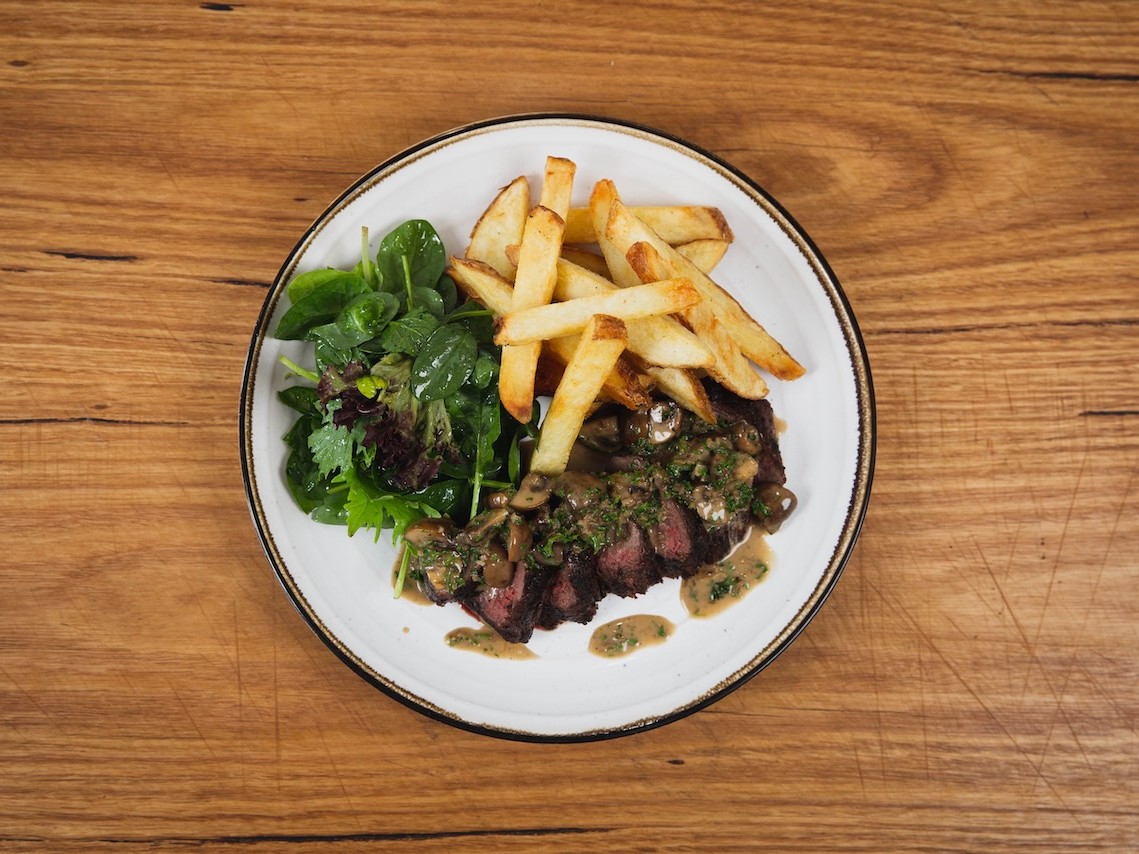 Andy Cooks - Kangaroo steak with mushroom sauce