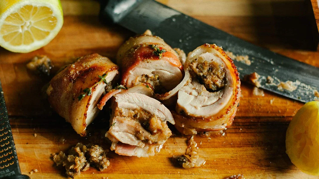 Image of Bacon Wrapped Stuffed Chicken Thighs