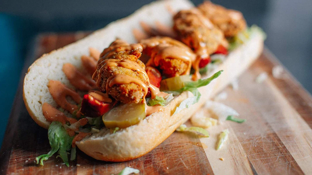 Image of Fried Oyster & Hot Link Po' Boy