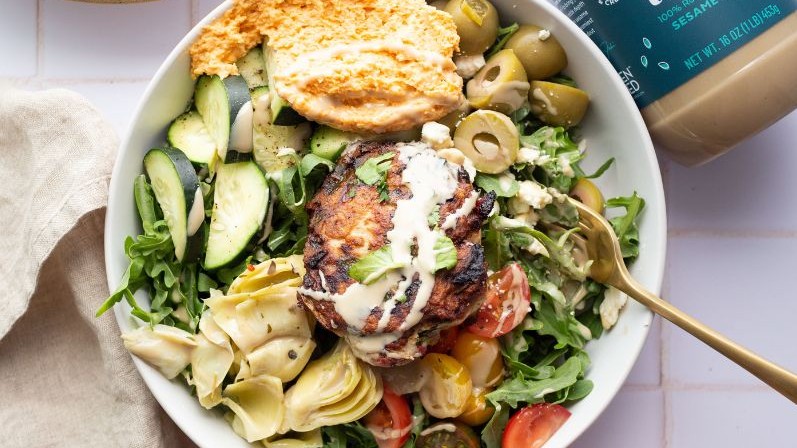 Image of Mediterranean Turkey Burger Bowls 