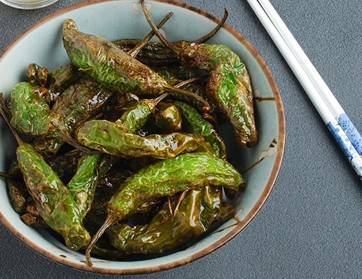 Image of Sizzling Shishito Peppers with Togarashi Sauce  