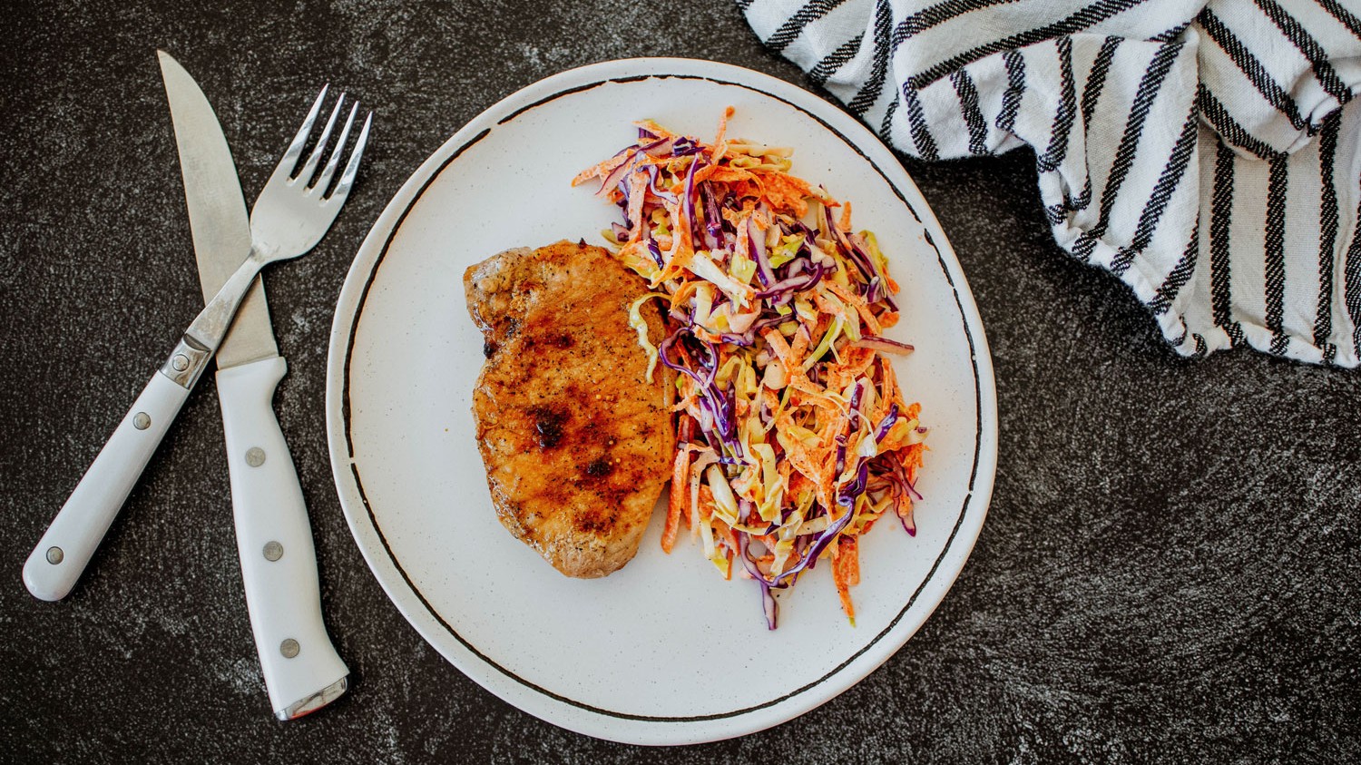 Image of Honey Mustard Pork Chops & Slaw