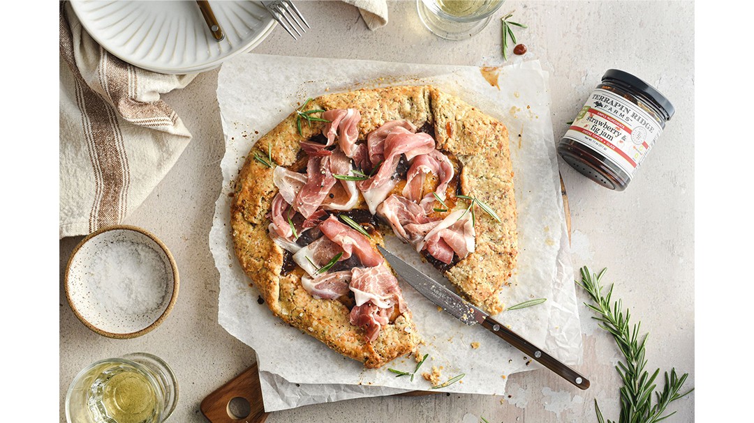 Image of Brie and Prosciutto Galette with Strawberry Fig Jam