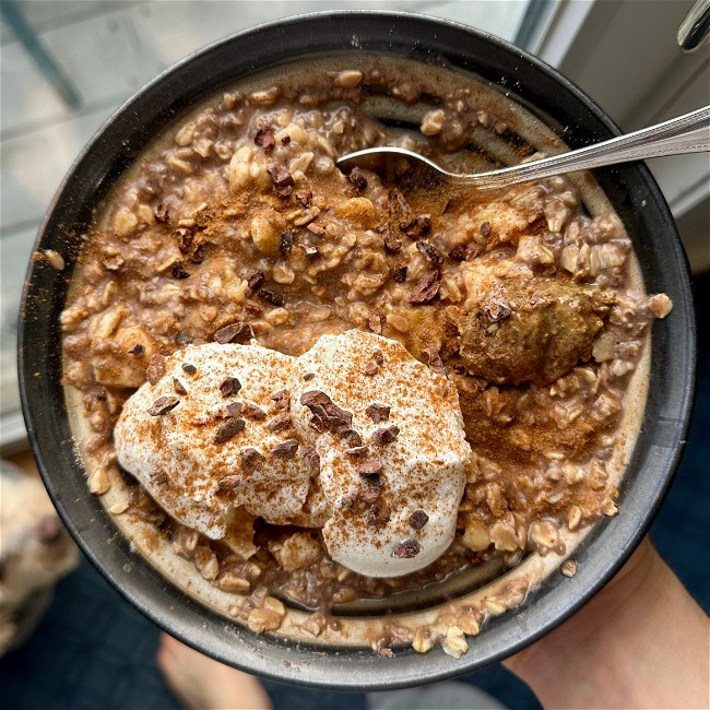 Image of Creamy Banana-Chia Oatmeal with Seed Butter