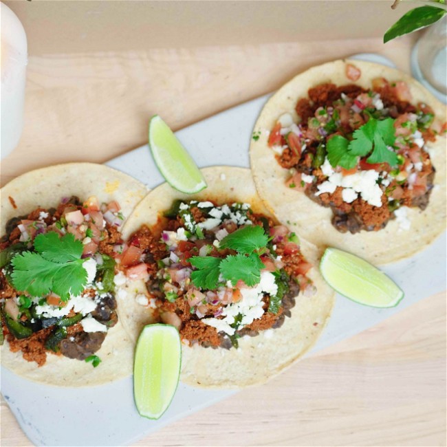 Image of Refried Black Bean & Chorizo Tacos