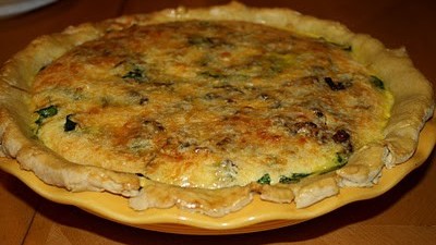 Image of Bacon Cheddar Spinach Quiche with All Extra Virgin Olive Oil Crust Recipe