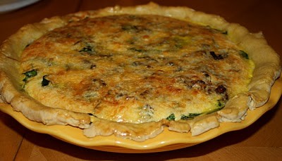 Bacon Cheddar Spinach Quiche with All Extra Virgin Olive Oil Crust Recipe