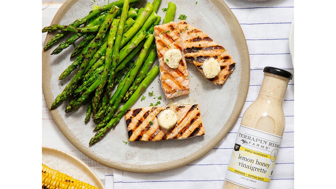 Image of Lemon Honey Salmon Filet with Terrapin Ridge Farms' Lemon Honey Compound Butter