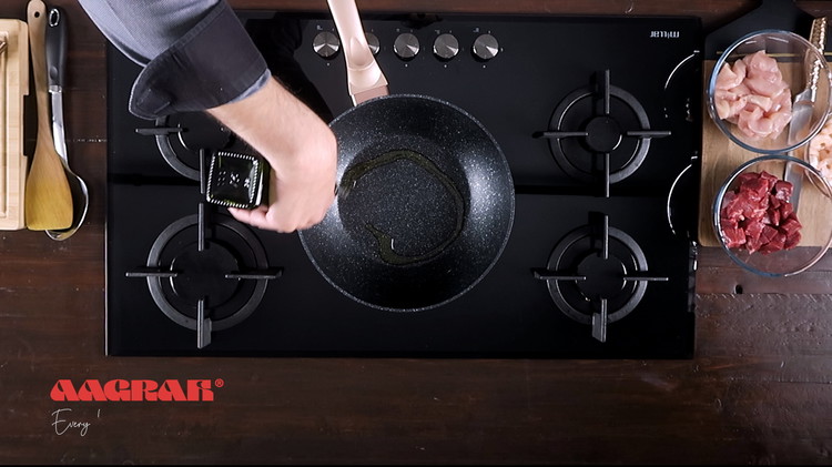 Image of Heat the oil in a pan and stir fry the diced lamb on high heat for 2 minutes