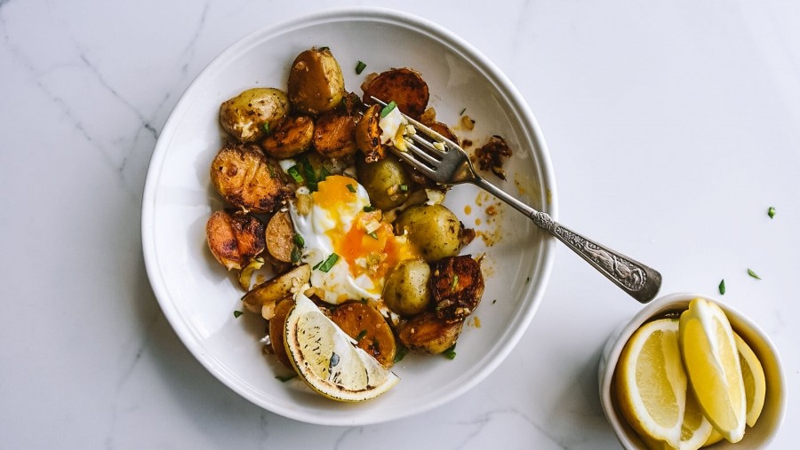Image of Eggs, Broken Eggs and Potatoes with Smoky Paprika Chipotle