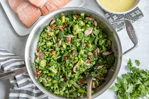 Image of Asparagus, Pea and Broccoli Salad with Wild Salmon