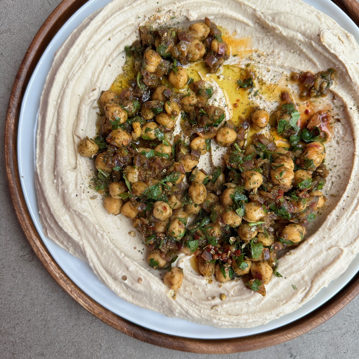 Chermoula Chickpeas with Preserved Lemon and Hummus