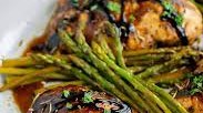 Image of Orange Balsamic Chicken with Asparagus, Green Beans and Polenta