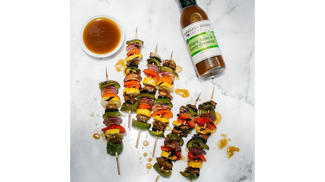 Image of Ginger, Miso and Honey Vegetable Kebabs