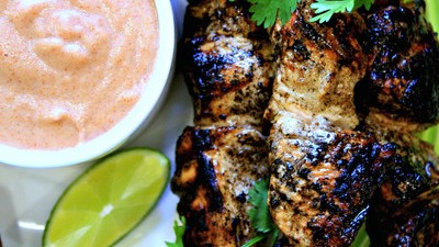 Image of Ginger Soy Chicken Skewers/Thai Almond Satay