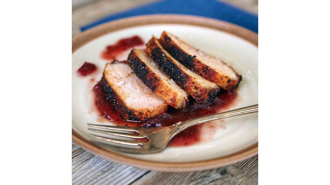 Image of Cranberry Relish with Grand Marnier Coffee Crusted Pork Chops