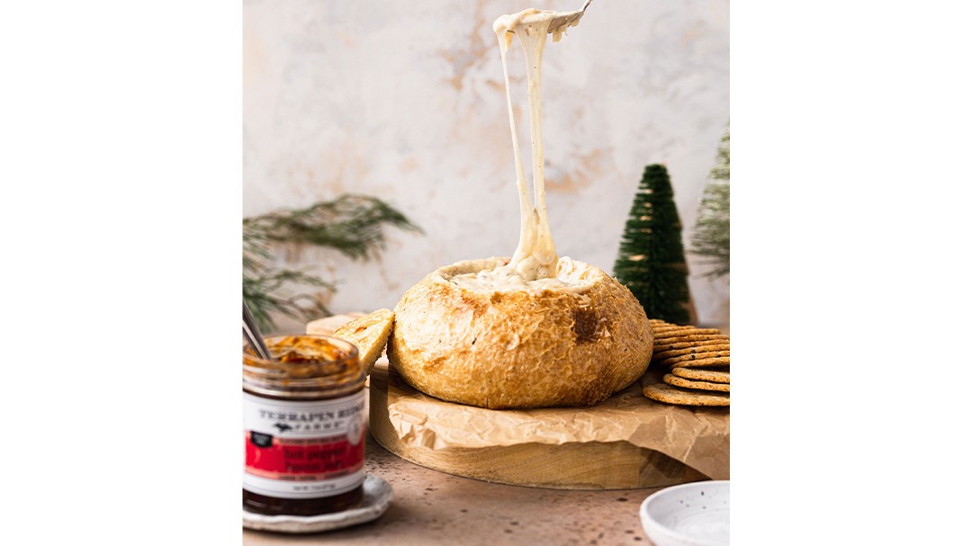 Image of Cheesy Bacon Jam Bread Bowl