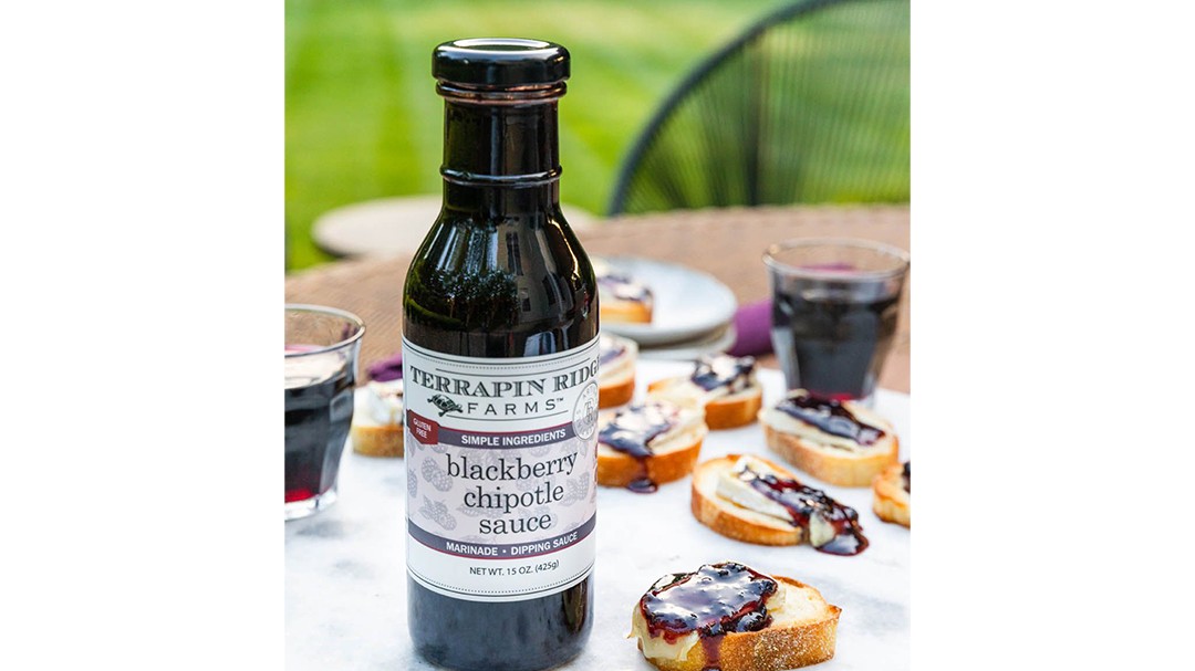 Image of Camembert and Blackberry Chipotle Sauce Crostini