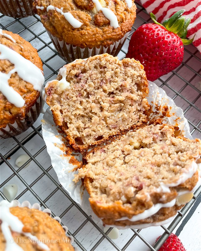 Image of White Chocolate Strawberry Protein Muffins 