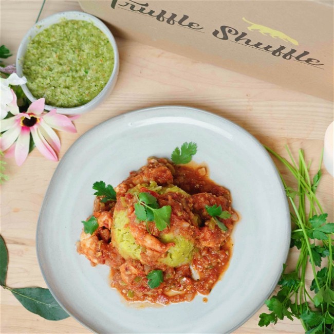 Image of Puerto Rican Shrimp Mofongo with Salsa Criolla