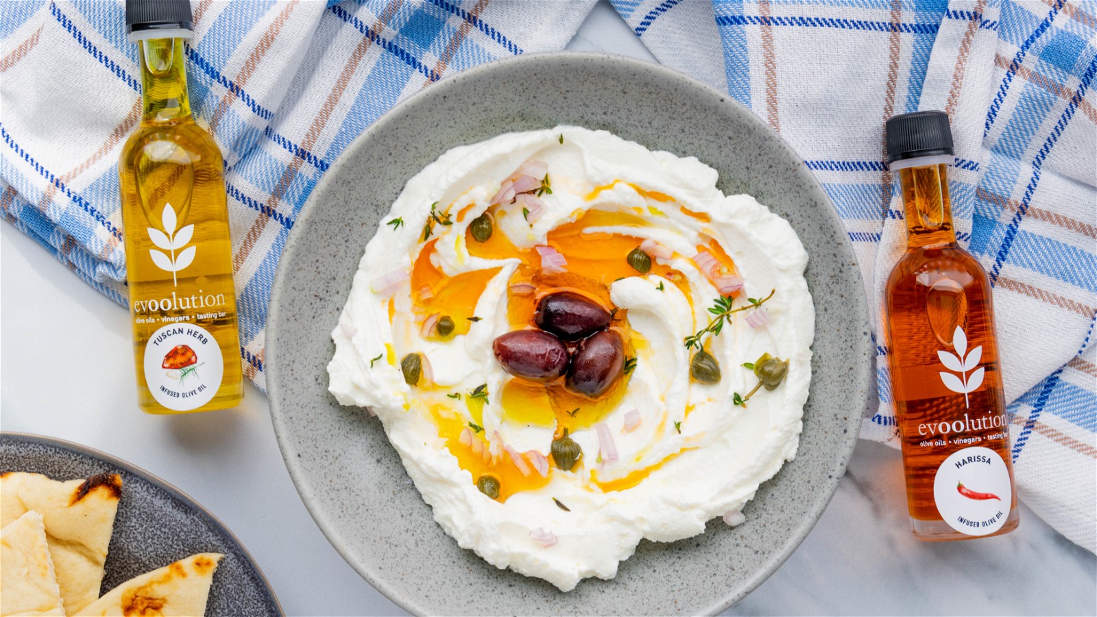 Image of Homemade Labneh with Tuscan Herbs and Harissa Olive Oil