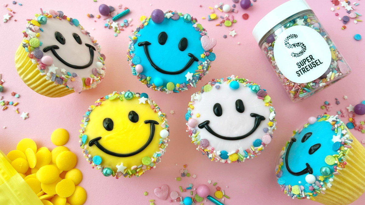 Kleurrijke SmileyMuffins