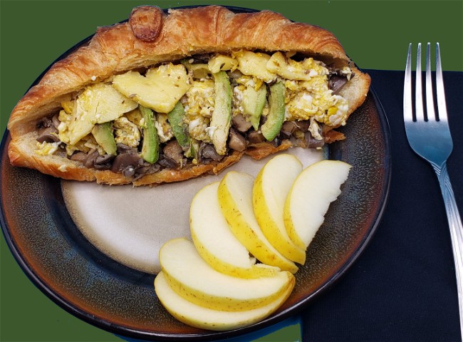 Image of Oyster Mushroom and Egg Croissant Recipe