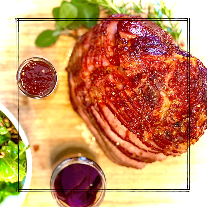 Glazed Ham with Roasted Red Pepper & Peach Jam
