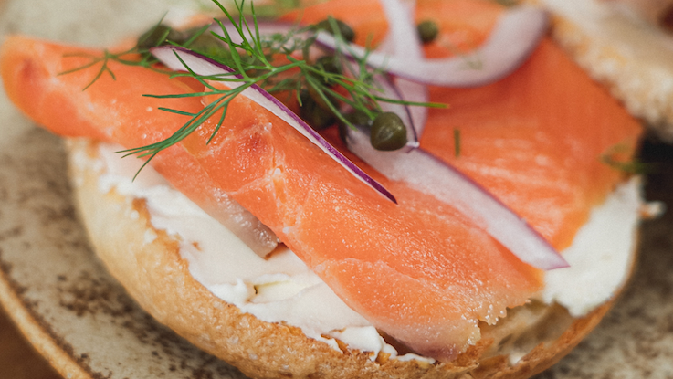 Image of Homemade bagels with salmon and cream cheese