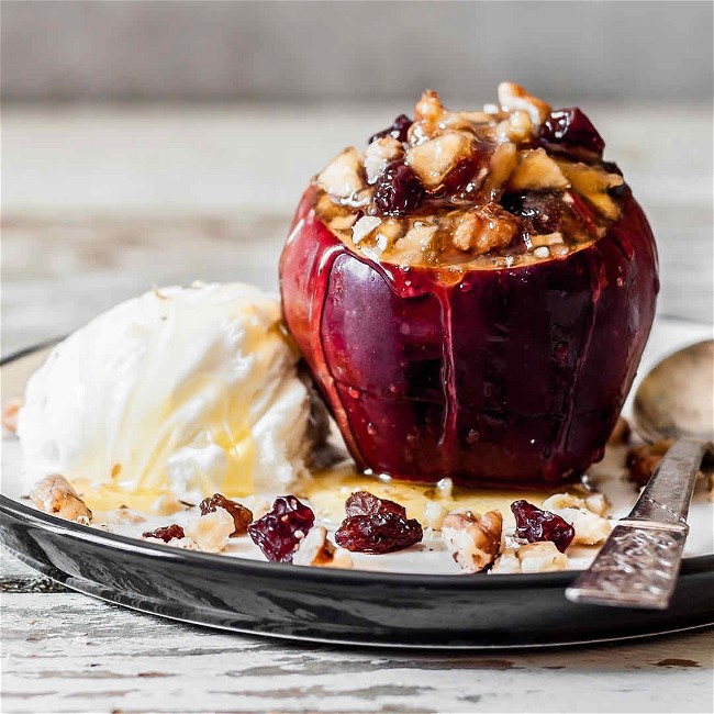 Image of Caramel-Infused Raisin-Stuffed Baked Apples