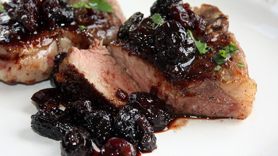 Image of Lamb Chops with Black Cherry Balsamic and Mint Sauce