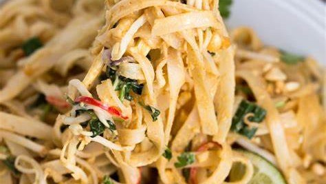 Image of Noodles with Cambodian Coconut Peanut Sauce