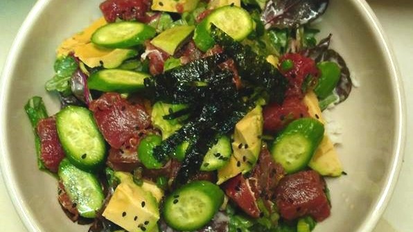 Image of Quinoa Ahi Tuna Poke Bowl with Spicy Baklouti-Miso Dressing