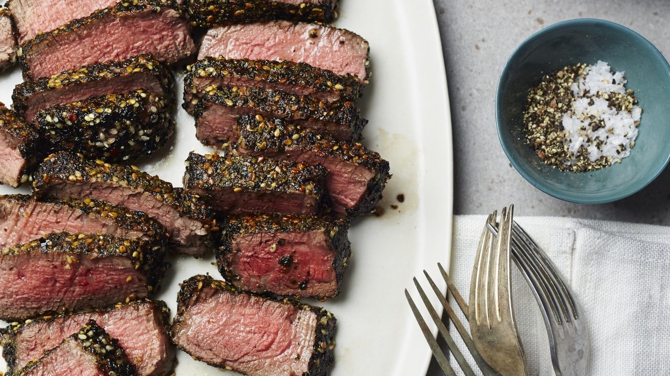 Image of Savory Butter and Grilled Steaks with 7 Seed Crust